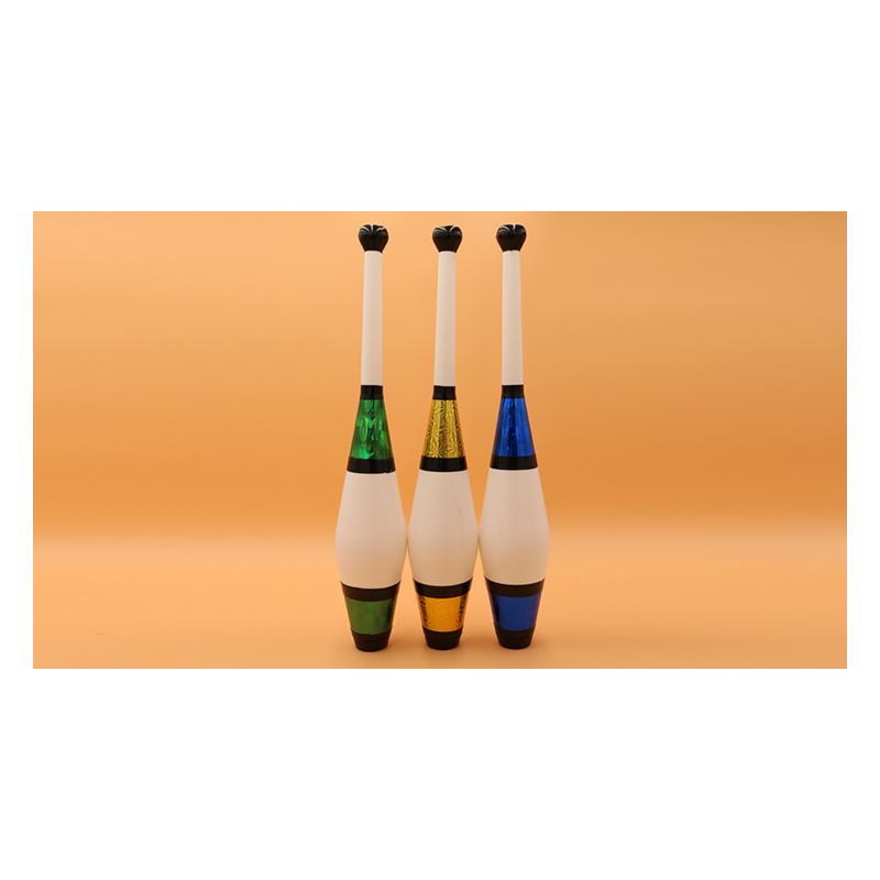 Juggling Set (3 Decorated Clubs) Assorted Colors by Zyko - Trick