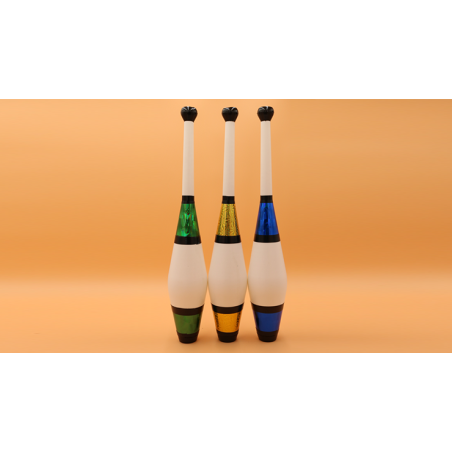 Juggling Set (3 Decorated Clubs) Assorted Colors by Zyko - Trick