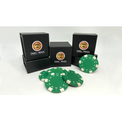 Expanded Shell Poker Chip Green plus 4 Regular Chips (PK001G)  by Tango Magic - Trick